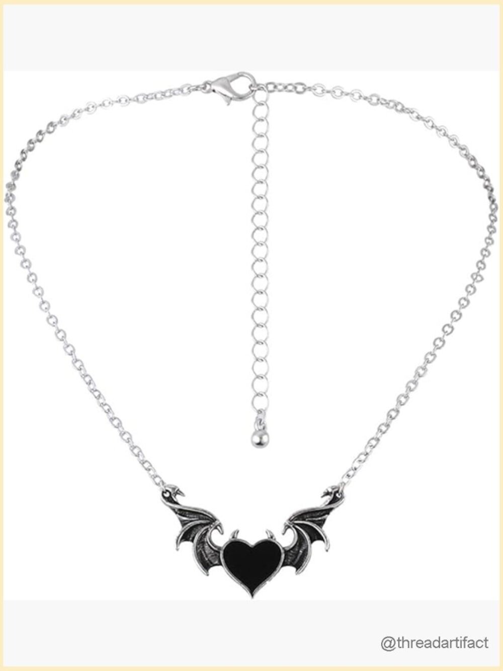 Demon Bat Wing Heart Pendant Necklace Punk Gothic Evil Eye Chain